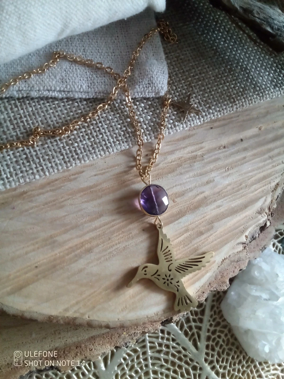 Collier améthyste et colibri + étoile du Nord – photo 3